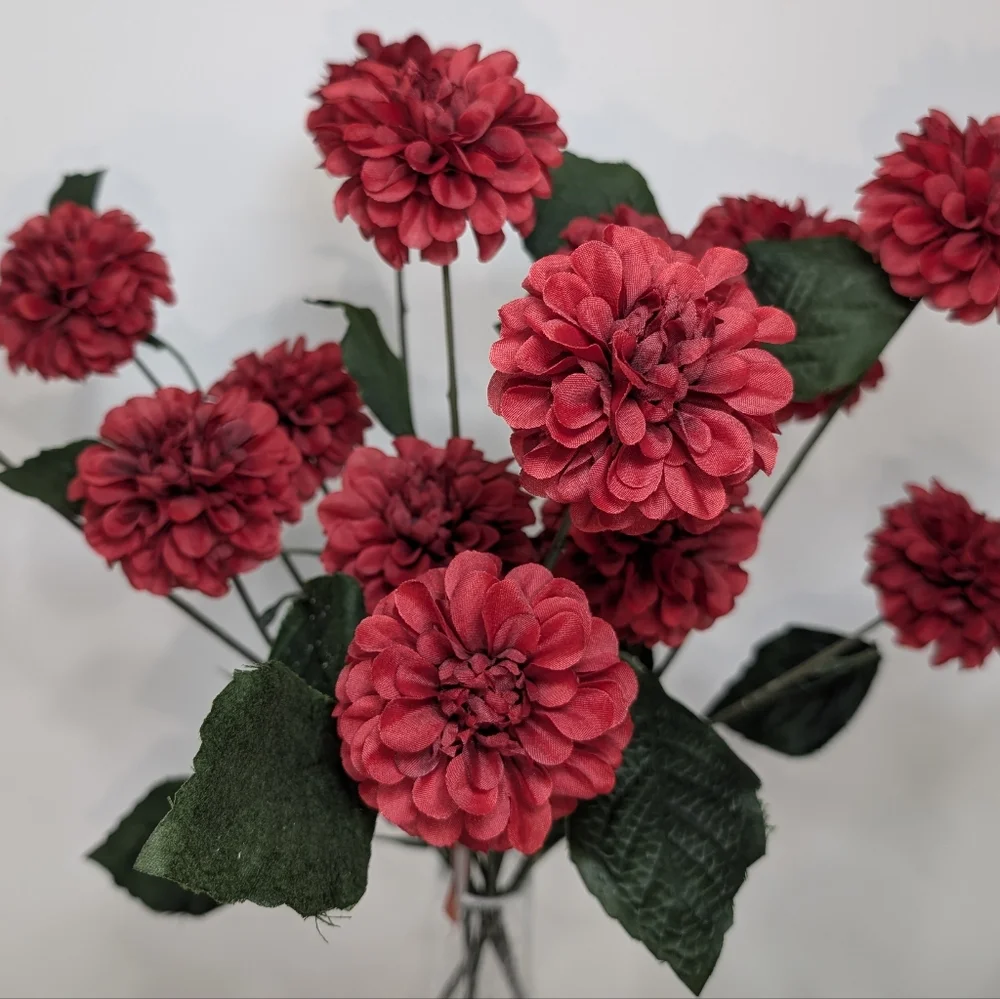 Dark Red Dahlia Stems Ashland Michaels Scarlet Faux Floral Scarlet Flowers